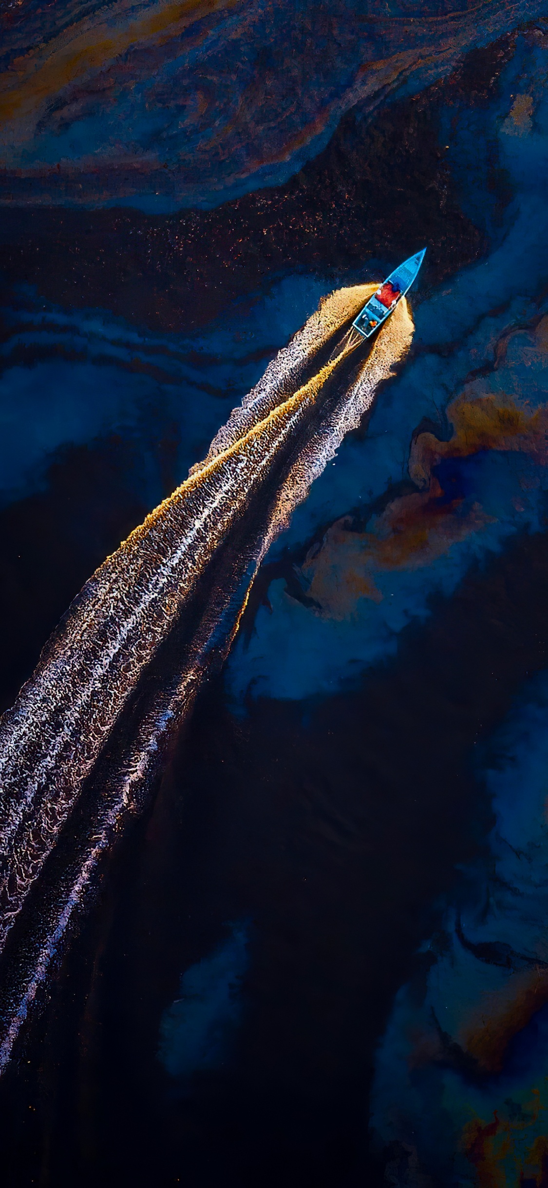 Обои отражение, вода, гидроресурсы, синий, электрик в разрешении 1125x2436