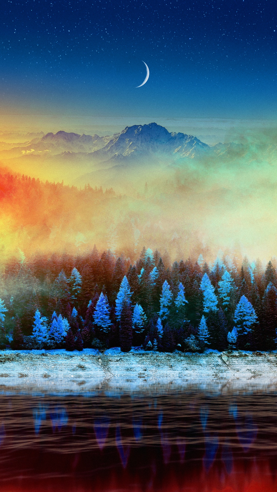 Обои осенний восход, осень, зима, природа, дерево в разрешении 1080x1920