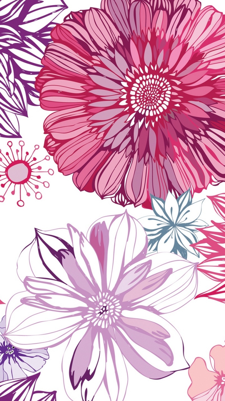 Обои цветок, розовый, растение, узор, цветочный дизайн в разрешении 720x1280