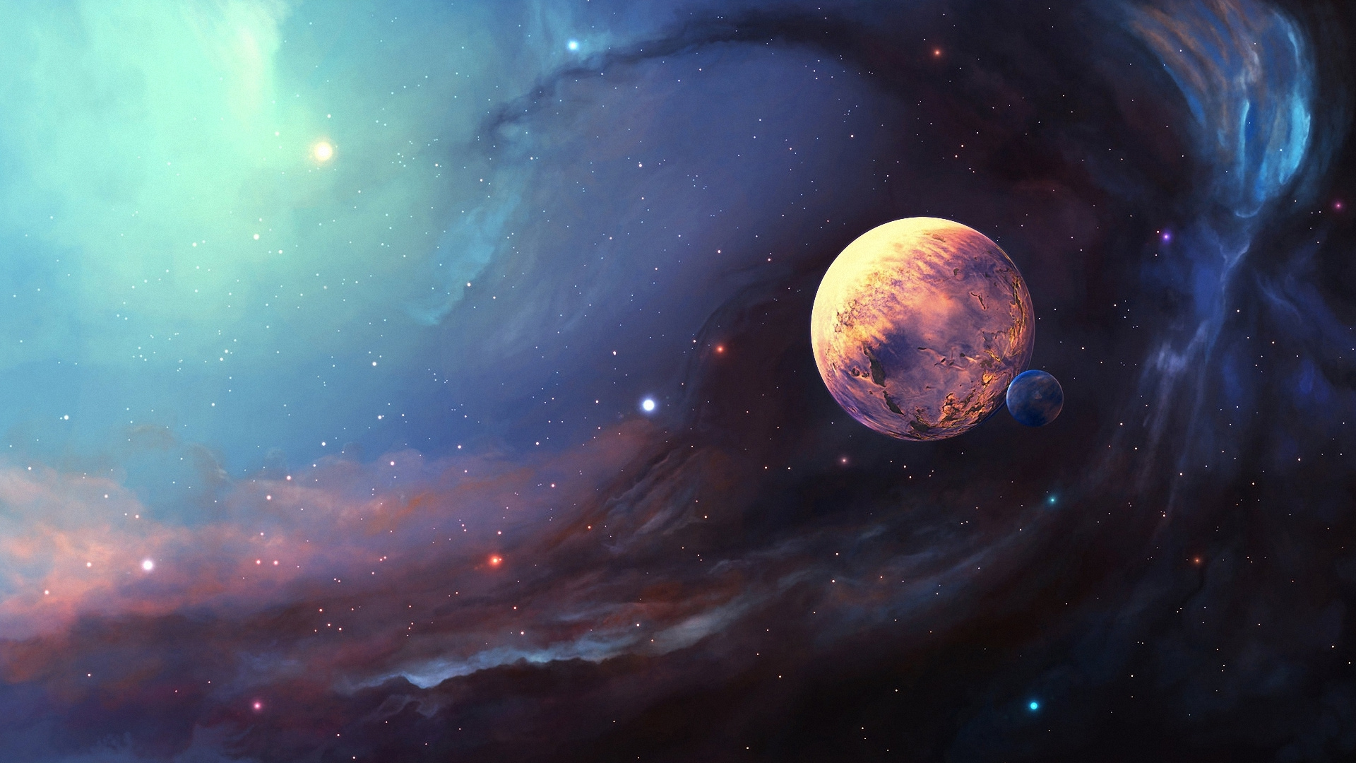 Обои земля, звезда, планета, космос, планетарная туманность в разрешении 1920x1080