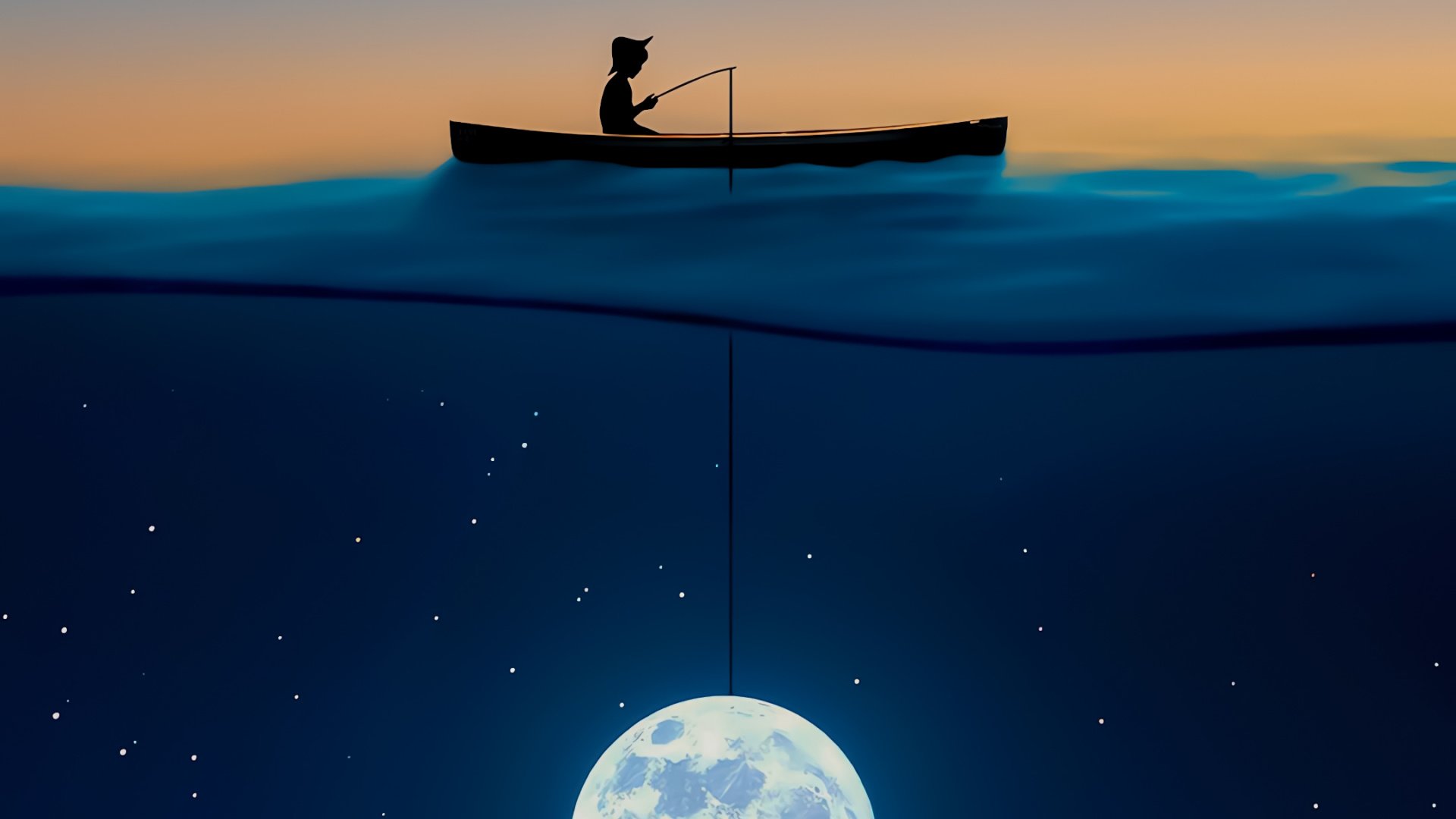 Обои атмосфера, Геншин удар, сабреддит, луна, природа в разрешении 1920x1080