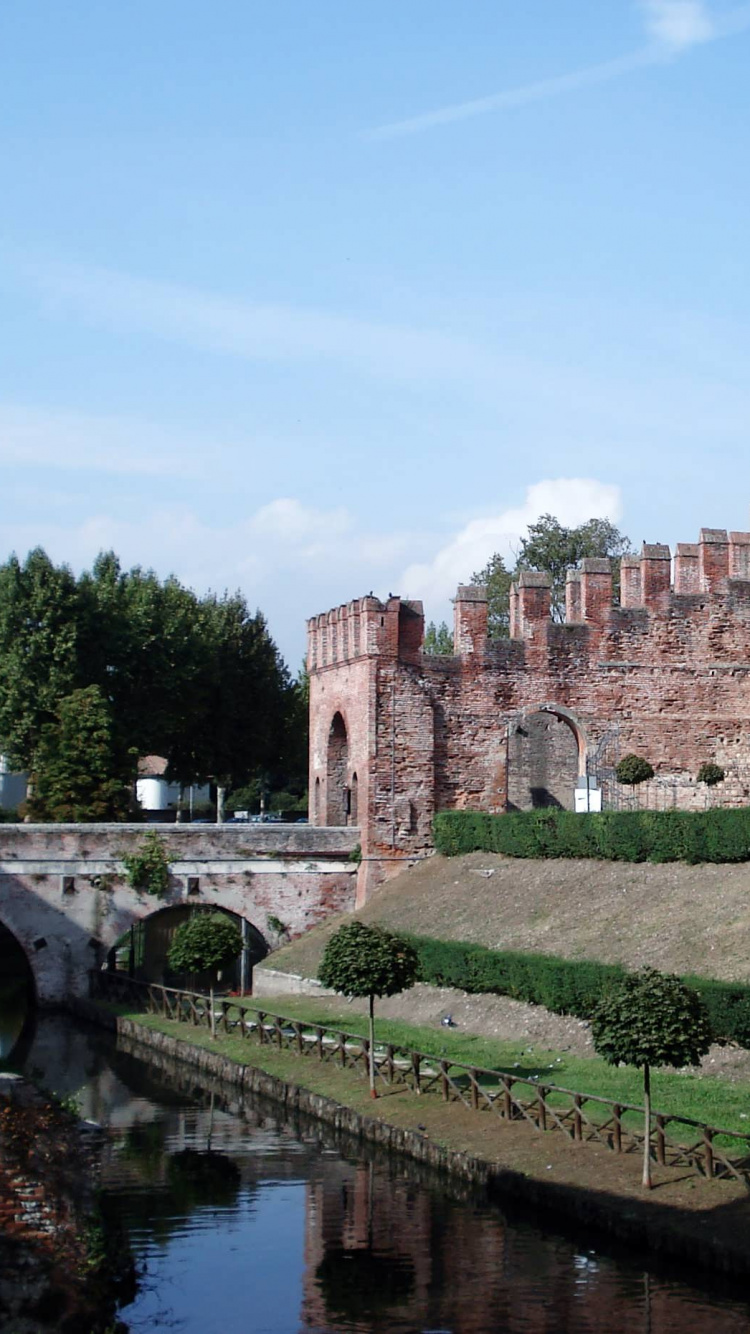 Обои замок, ров, фортификация, здание, историческое место в разрешении 750x1334