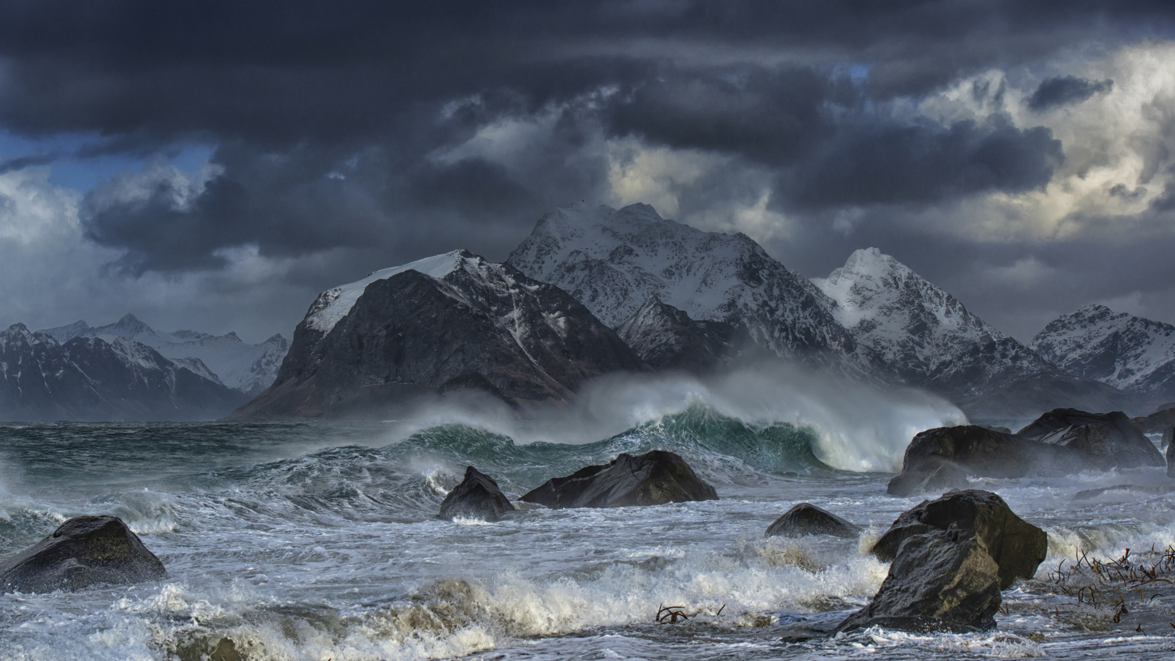 Обои Лофотен, море, природа, волна, вода в разрешении 3840x2160