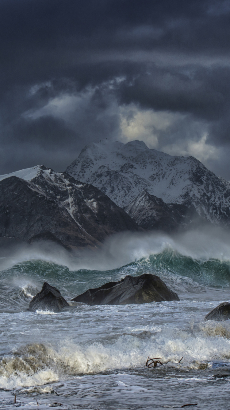 Обои Лофотен, море, природа, волна, вода в разрешении 750x1334