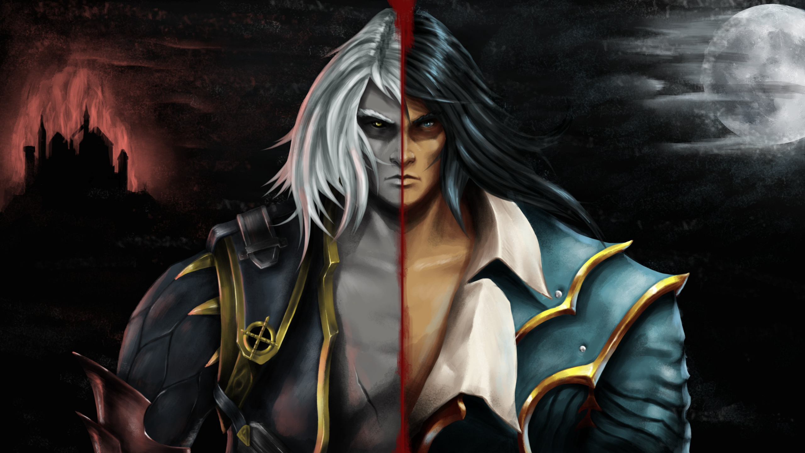 Обои В Castlevania лордов тени 2, В Castlevania лордов тени, Алукард, Тревор Бельмонт, Дракула в разрешении 2560x1440