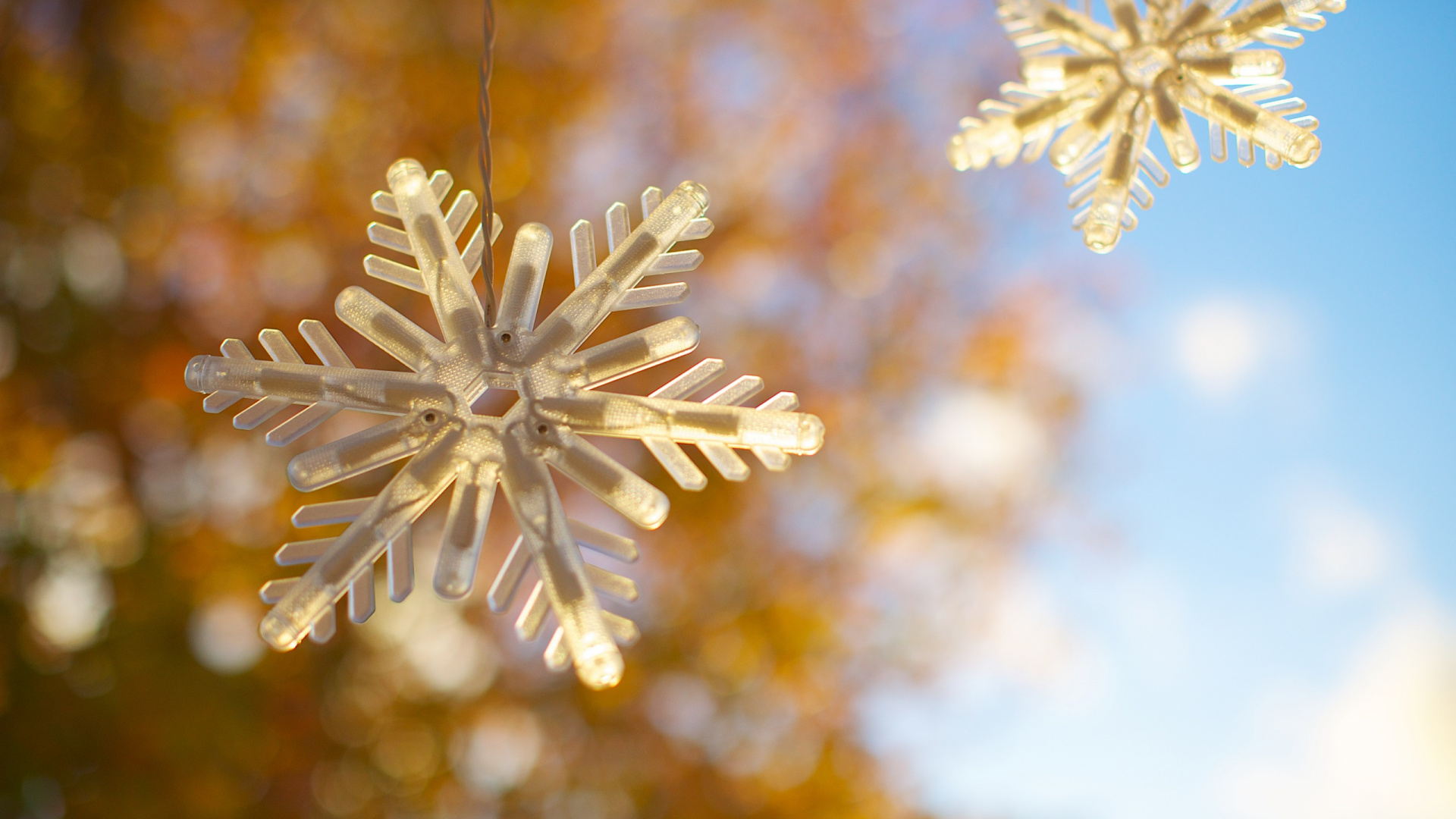 Обои Снежинка, солнечный свет, прут, Рождественские огни, весна в разрешении 1920x1080