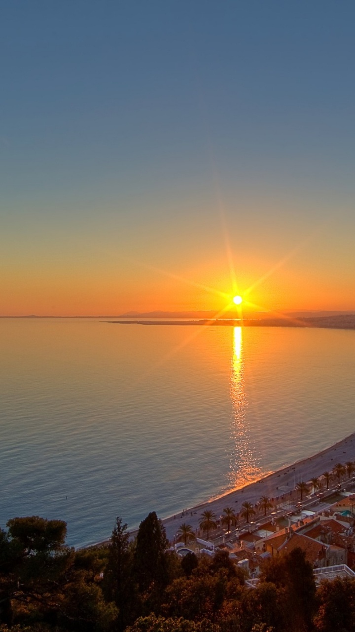 Обои горизонт, закат, море, восход солнца, утро в разрешении 720x1280