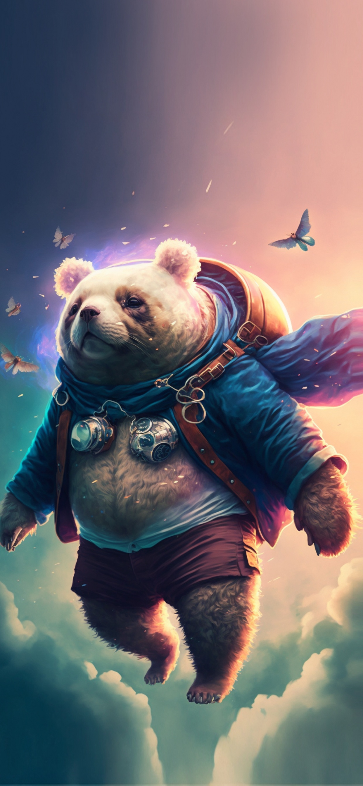 Обои экстремальный вид спорта, атмосфера, птица, мультфильм, облако в разрешении 1242x2688