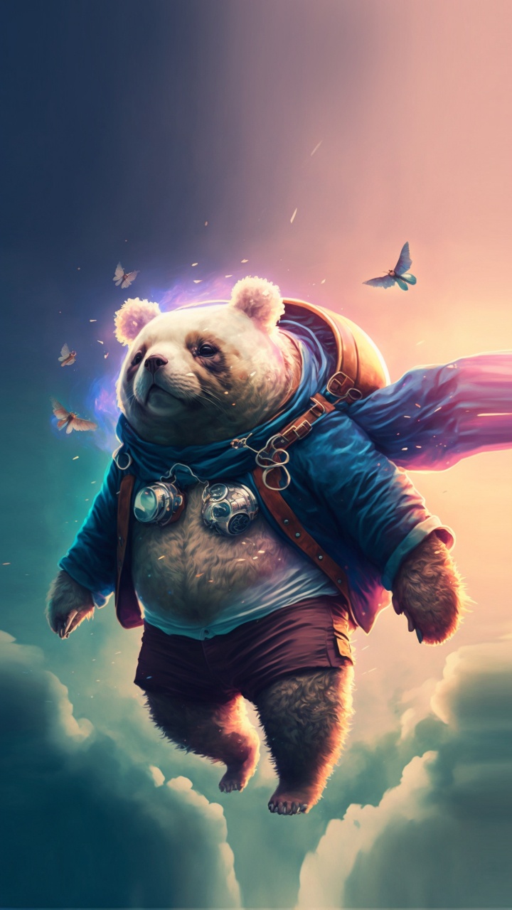 Обои экстремальный вид спорта, атмосфера, птица, мультфильм, облако в разрешении 720x1280