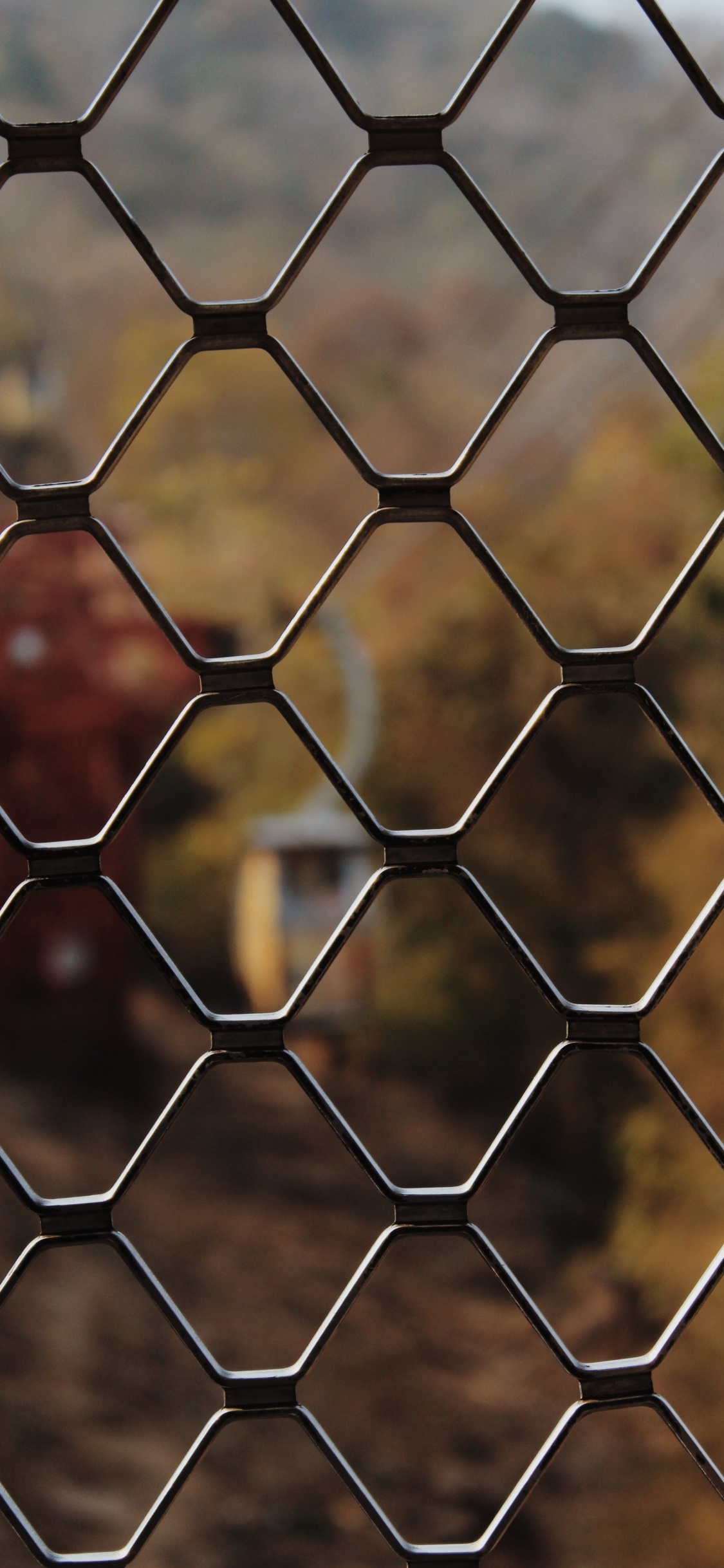 Обои забор, ячейка, ограждать провода, металл, узор в разрешении 1125x2436