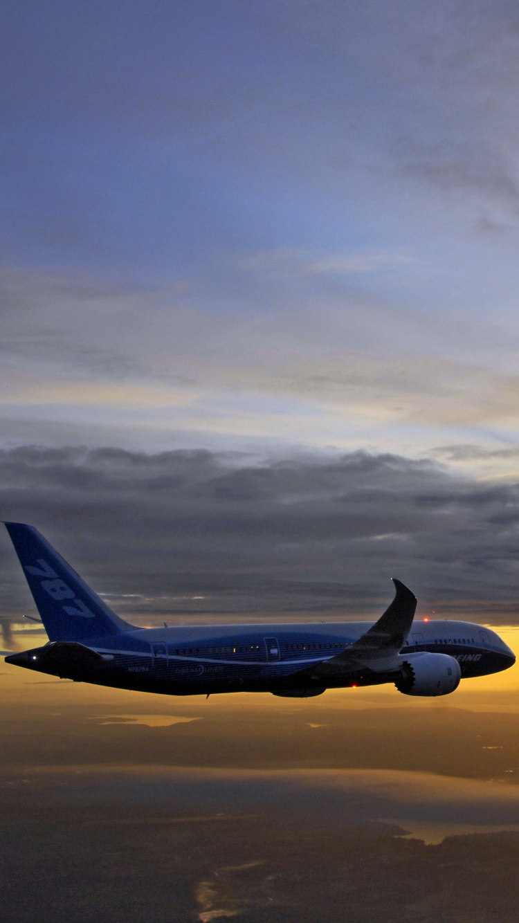 Обои boeing 787 dreamliner, самолет, самолеты, Боинг, авиалайнер в разрешении 750x1334