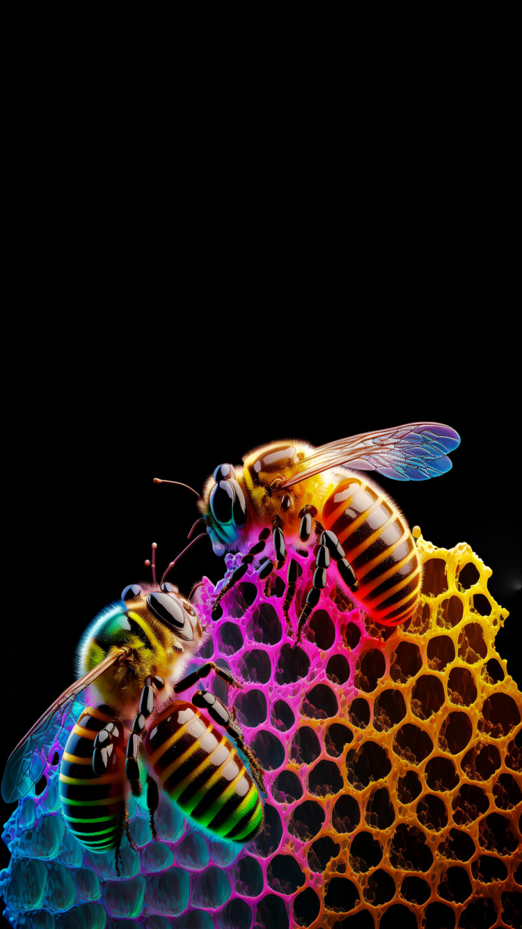 Обои медоносная пчела, членистоногое, кровососущие насекомые, опылитель, насекомое в разрешении 750x1334