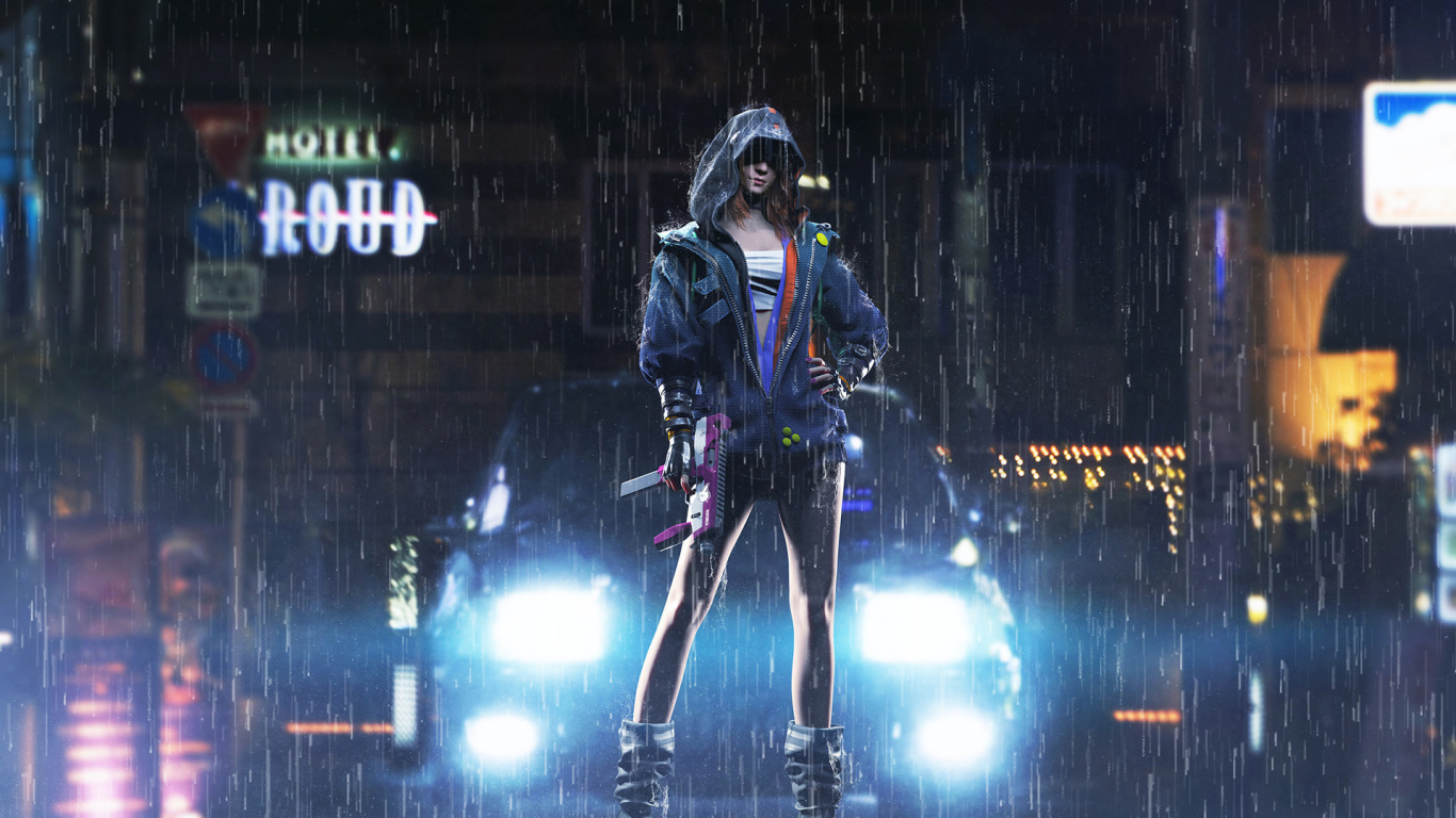 Обои Киберпанк, арт, Представление, видеоигра, вымышленный персонаж в разрешении 1366x768
