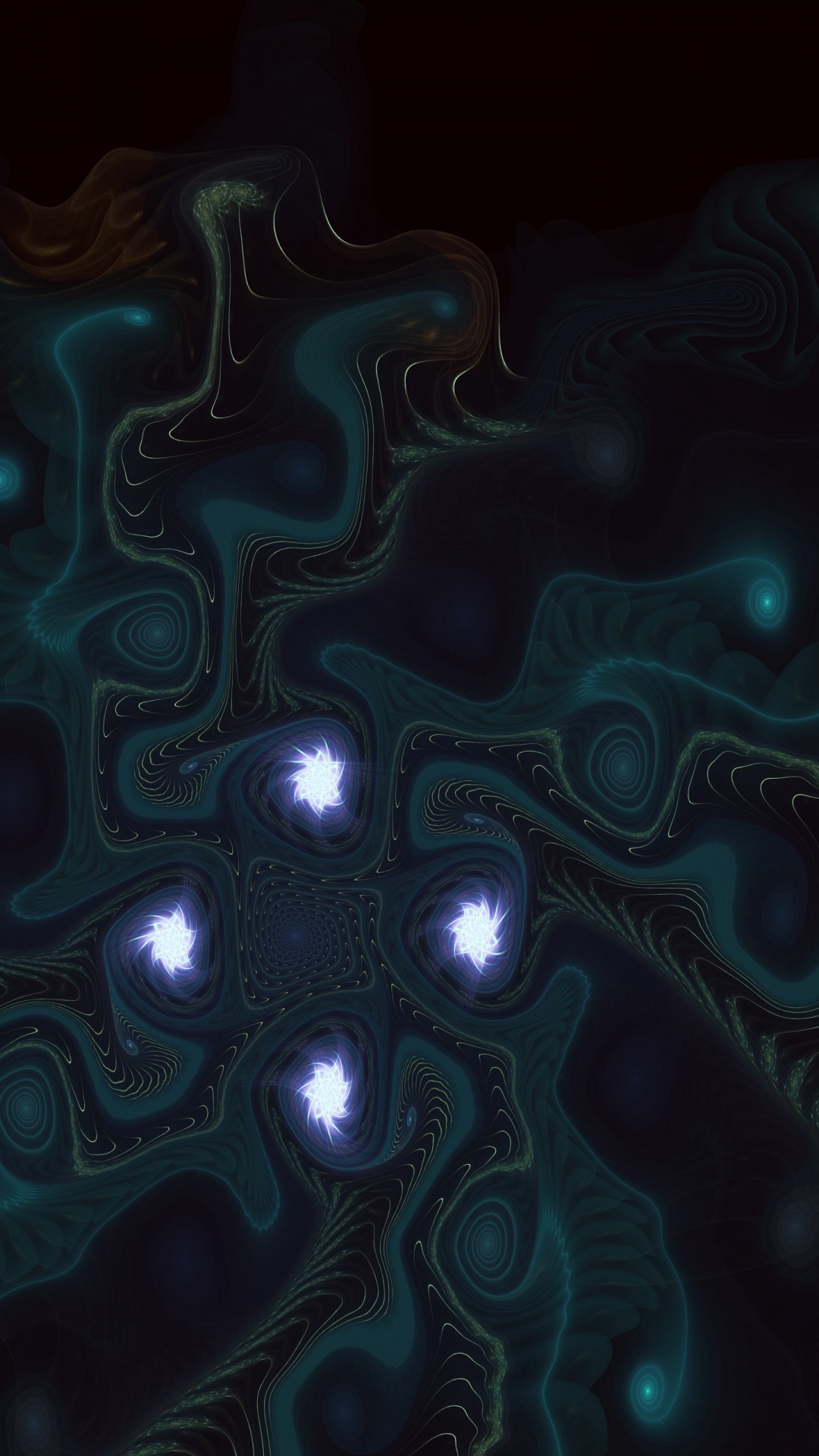 Обои фрактал, фрактальное искусство, узор, синий, вода в разрешении 1080x1920