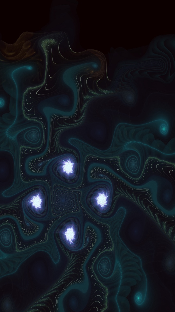 Обои фрактал, фрактальное искусство, узор, синий, вода в разрешении 720x1280