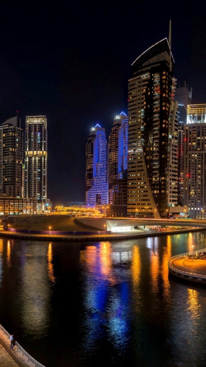 Обои город, городской пейзаж, метрополия, городской район, ночь в разрешении 720x1280