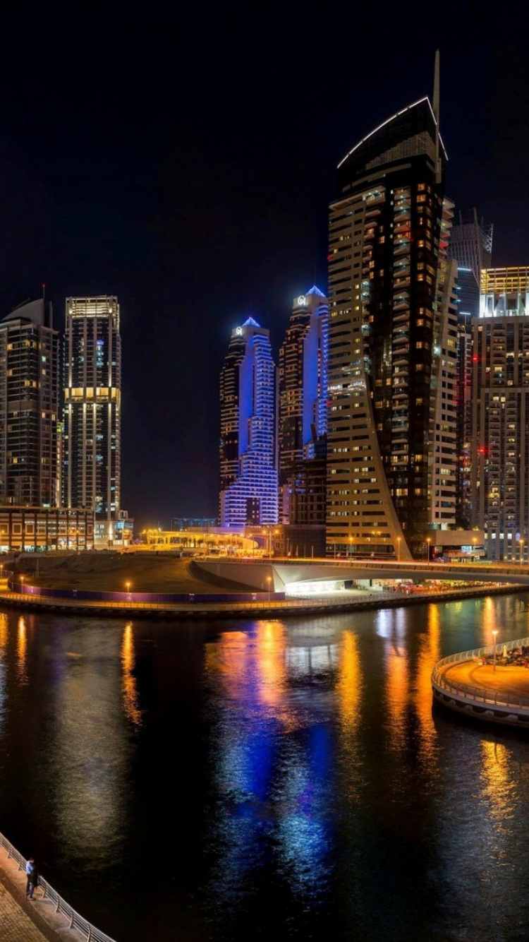 Обои город, городской пейзаж, метрополия, городской район, ночь в разрешении 750x1334