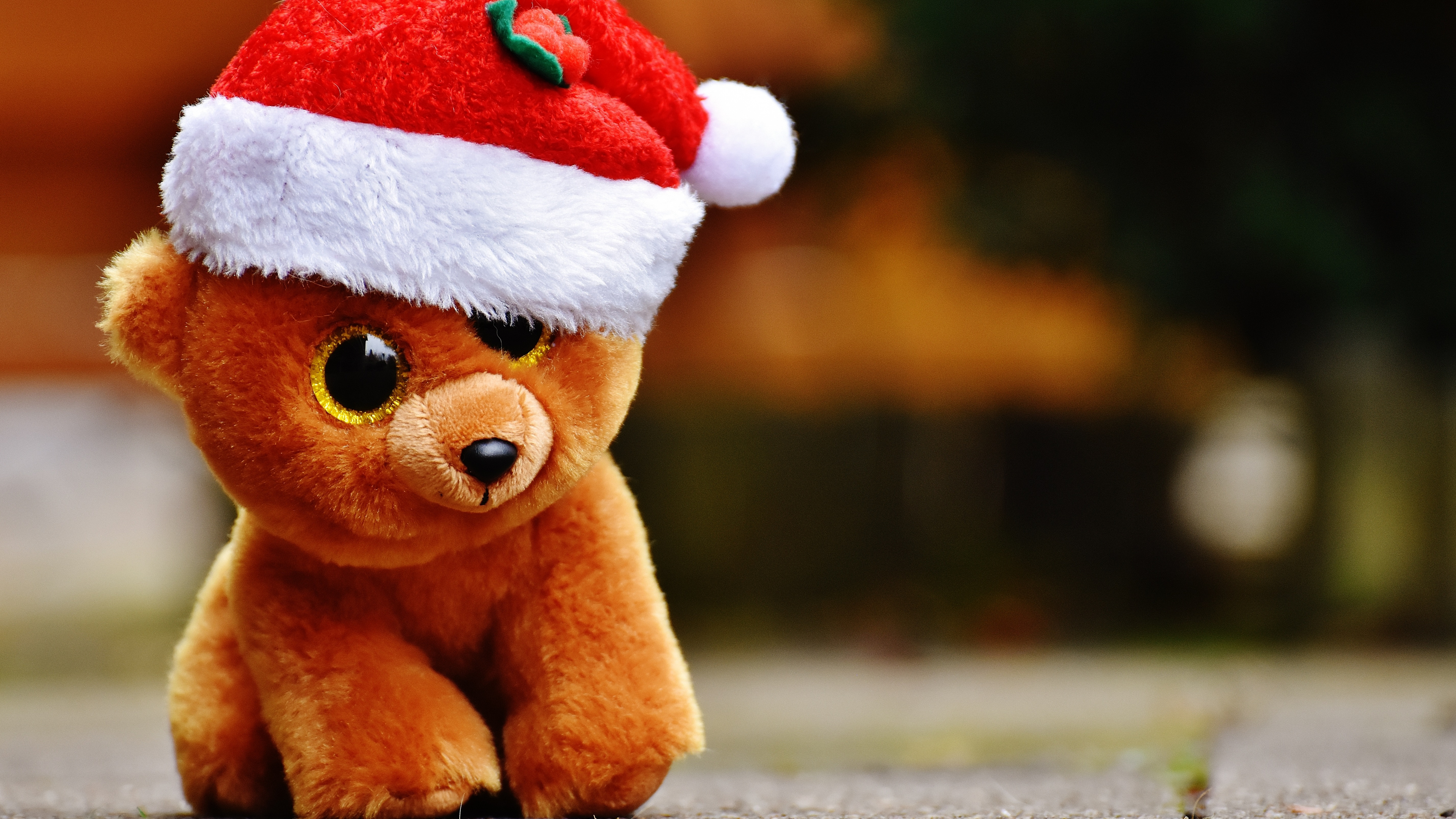 Обои плюшевый мишка, мягкая игрушка, Игрушка плюшевый медведь, Рождественский Мишка, игрушка в разрешении 3840x2160
