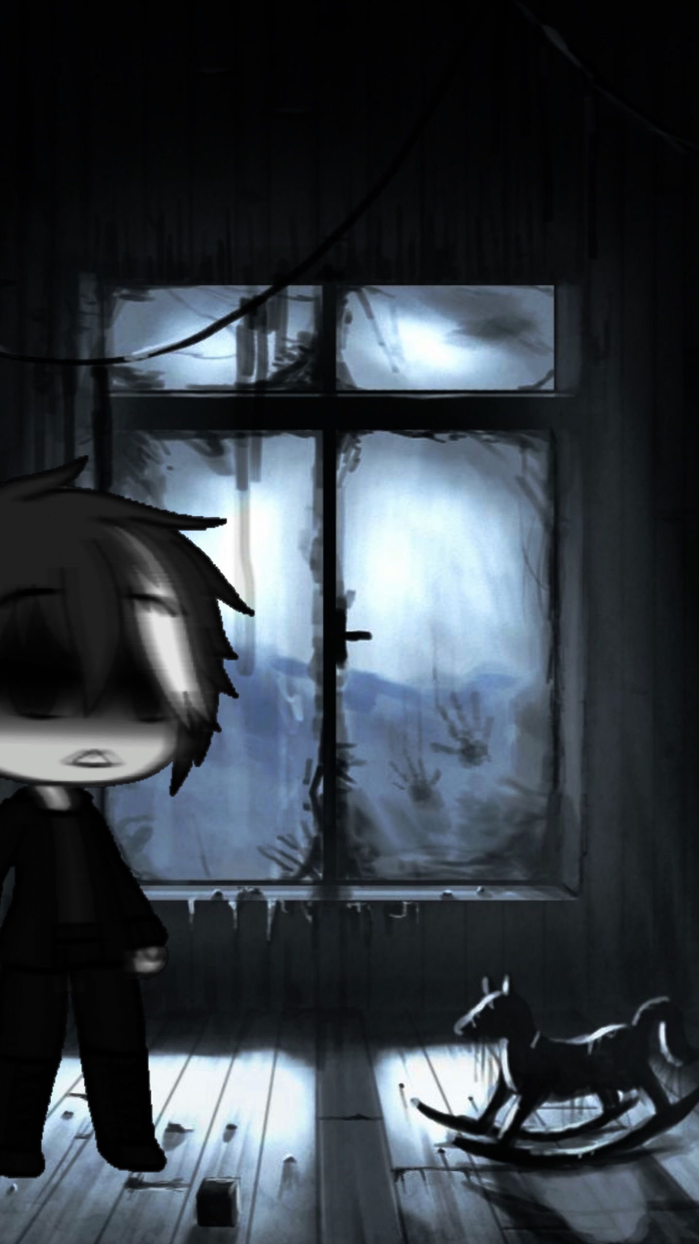 Обои аниме, дом с привидениями, Хаус, лазио, освещение в разрешении 1440x2560