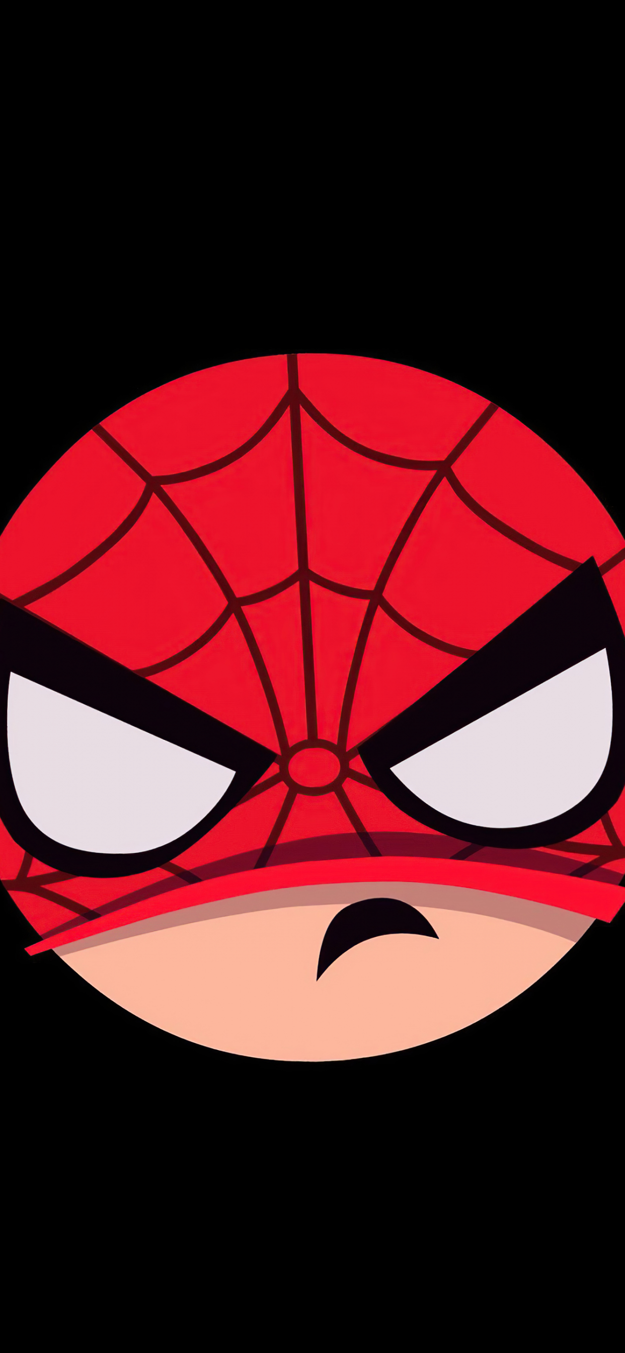 Обои Человек Паук, сердитый логотип человека-паука, человек-паук, супергерой, питер Паркер в разрешении 1242x2688