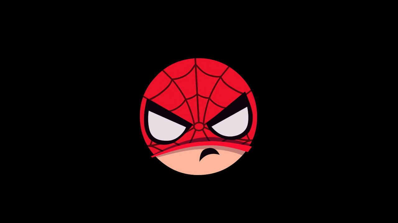 Обои Человек Паук, сердитый логотип человека-паука, человек-паук, супергерой, питер Паркер в разрешении 1280x720