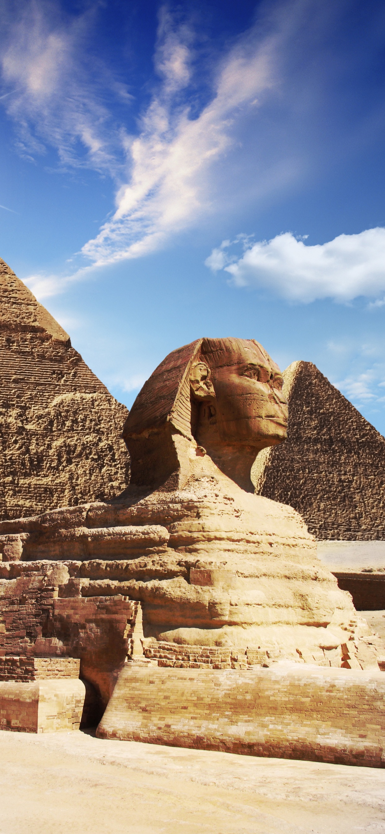 Обои Великий Сфинкс Гизы, египетская пирамида, пирамида, древняя история, ориентир в разрешении 1242x2688