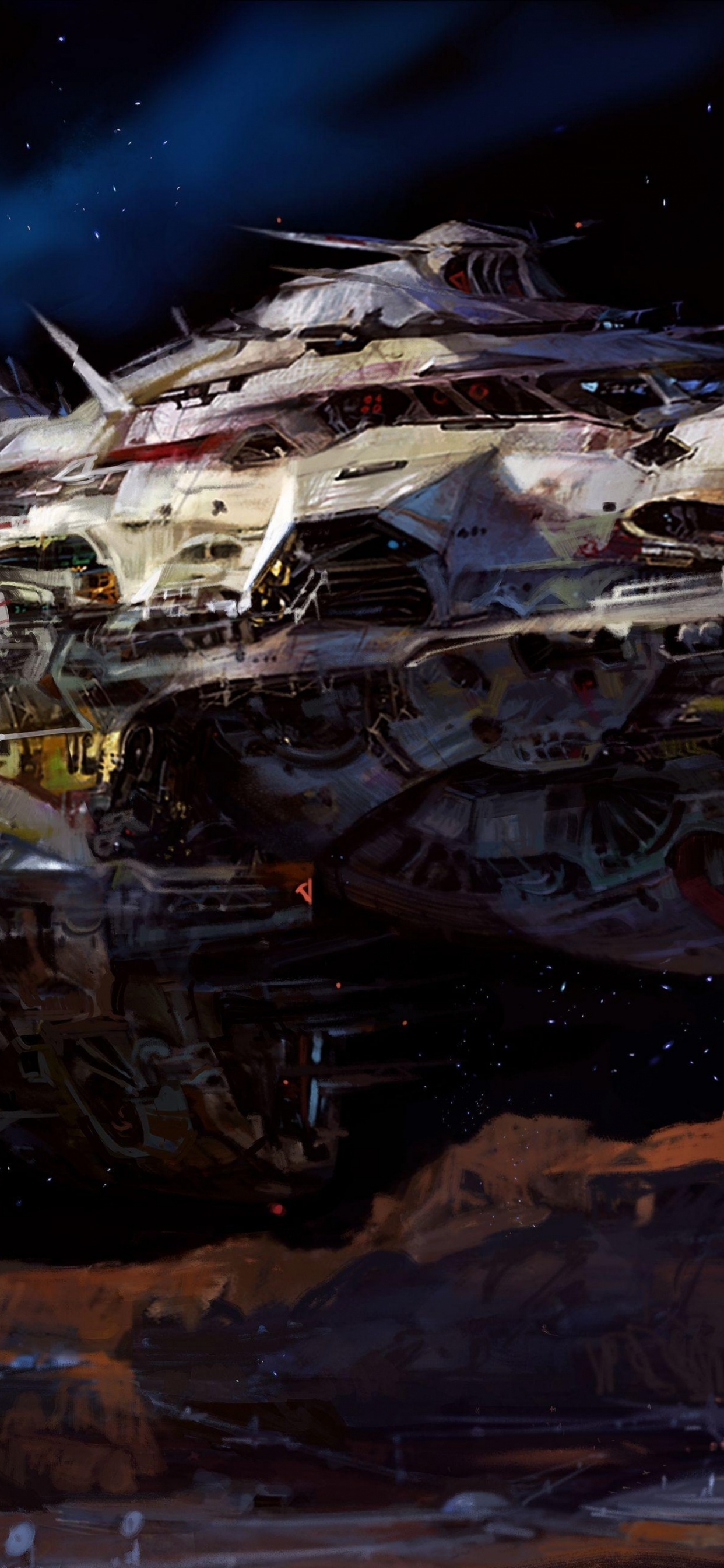 Обои космический аппарат, космос, пространство, ночь, небо в разрешении 1242x2688