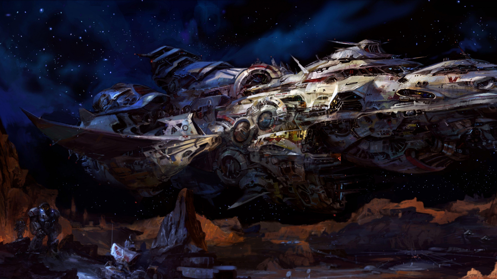 Обои космический аппарат, космос, пространство, ночь, небо в разрешении 1920x1080