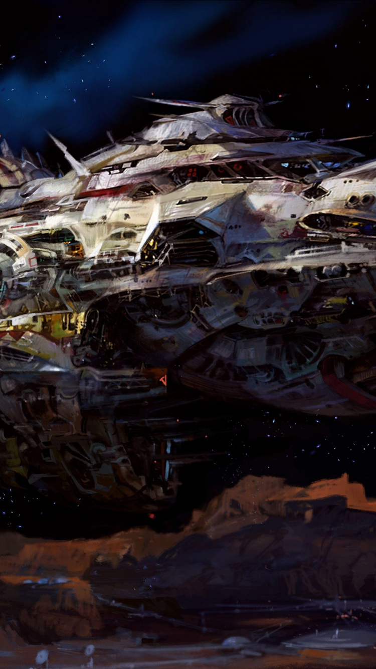 Обои космический аппарат, космос, пространство, ночь, небо в разрешении 750x1334