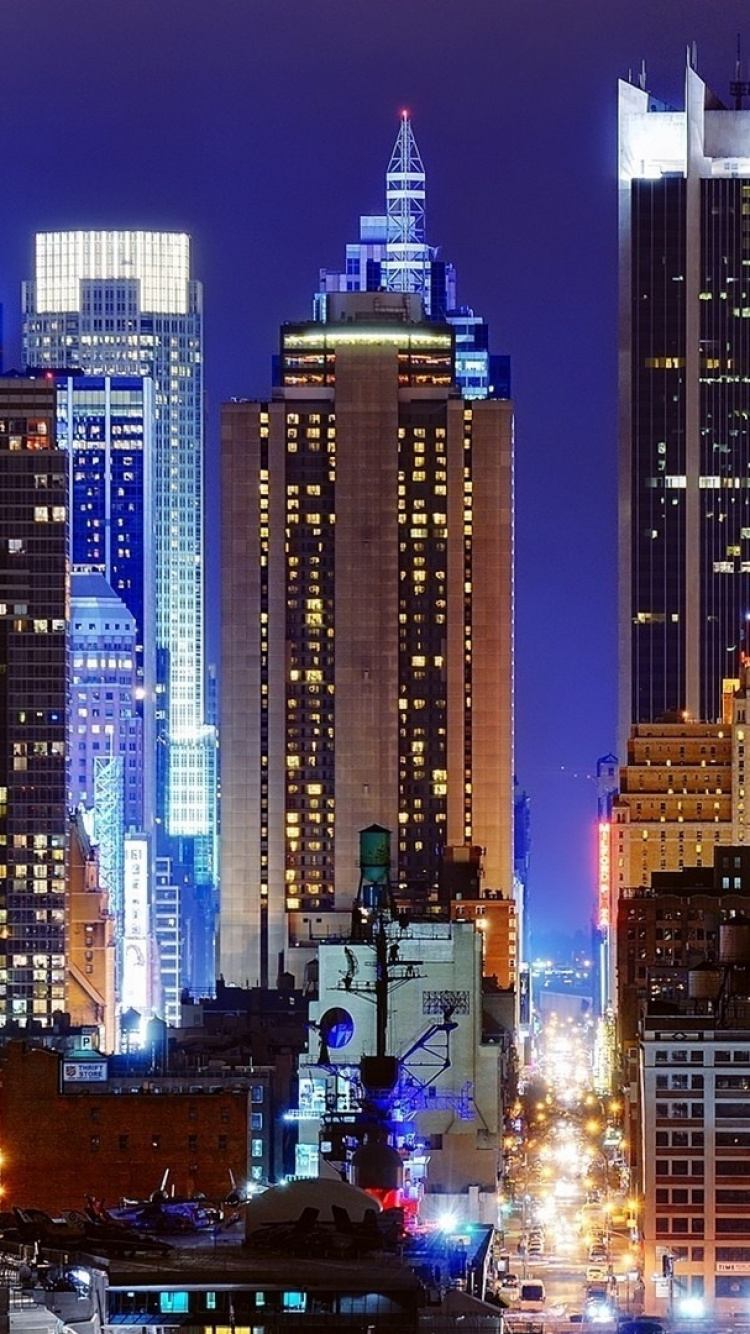 Обои вид на Нью-Йорк, городской пейзаж, город, метрополия, городской район в разрешении 750x1334