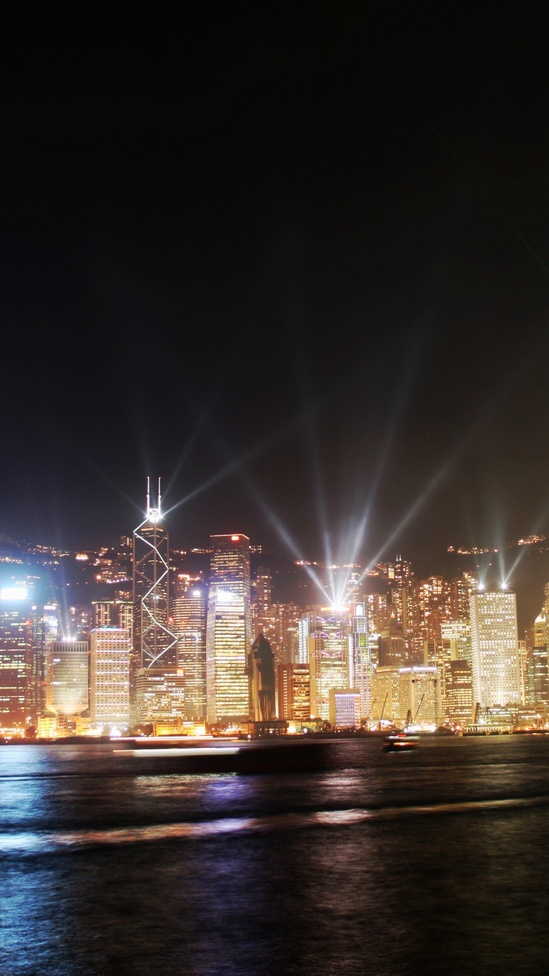 Обои Гавань Виктория, Симфония огней, небоскреб, достопримечательность, ночь в разрешении 1080x1920