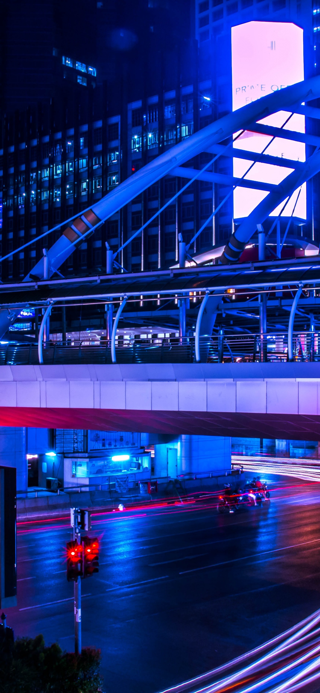 Обои метрополия, экспозиция, освещение, ночь, городской район в разрешении 1242x2688