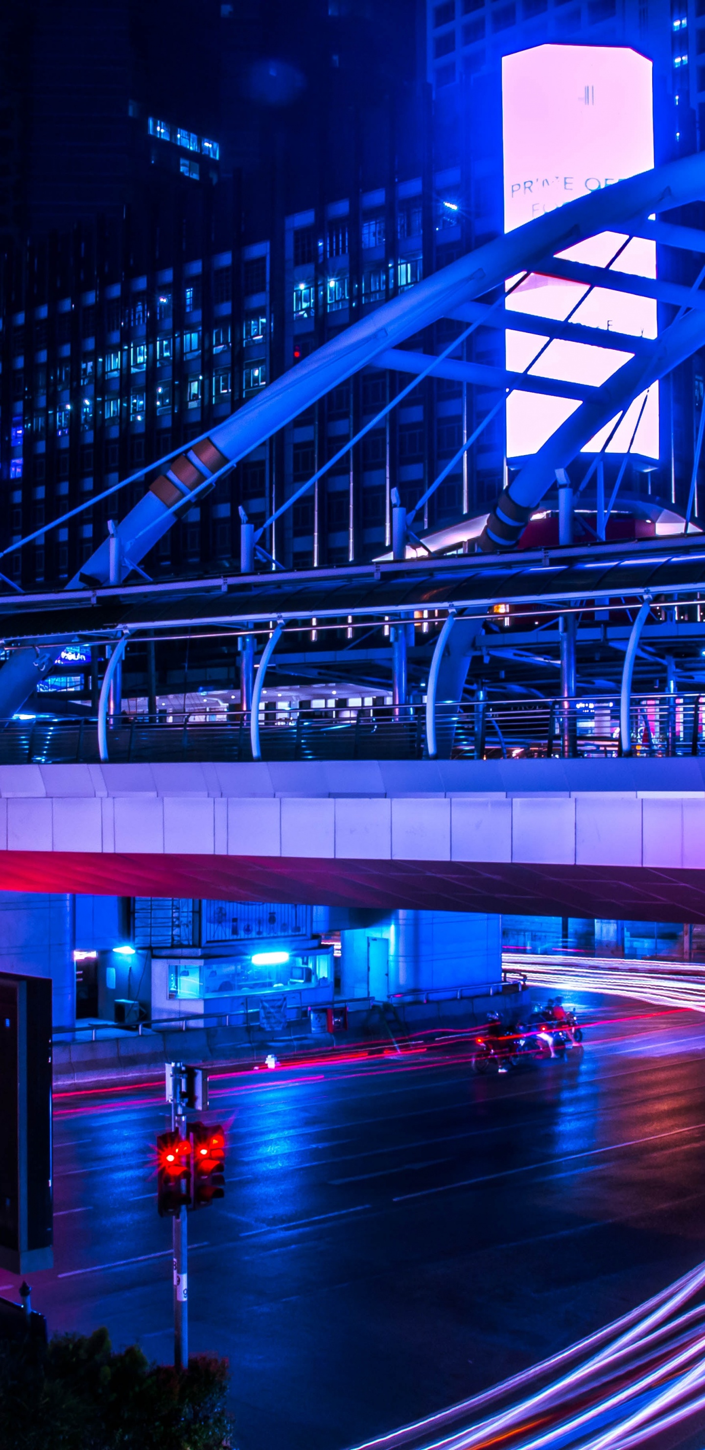 Обои метрополия, экспозиция, освещение, ночь, городской район в разрешении 1440x2960