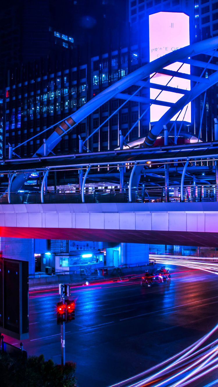 Обои метрополия, экспозиция, освещение, ночь, городской район в разрешении 750x1334