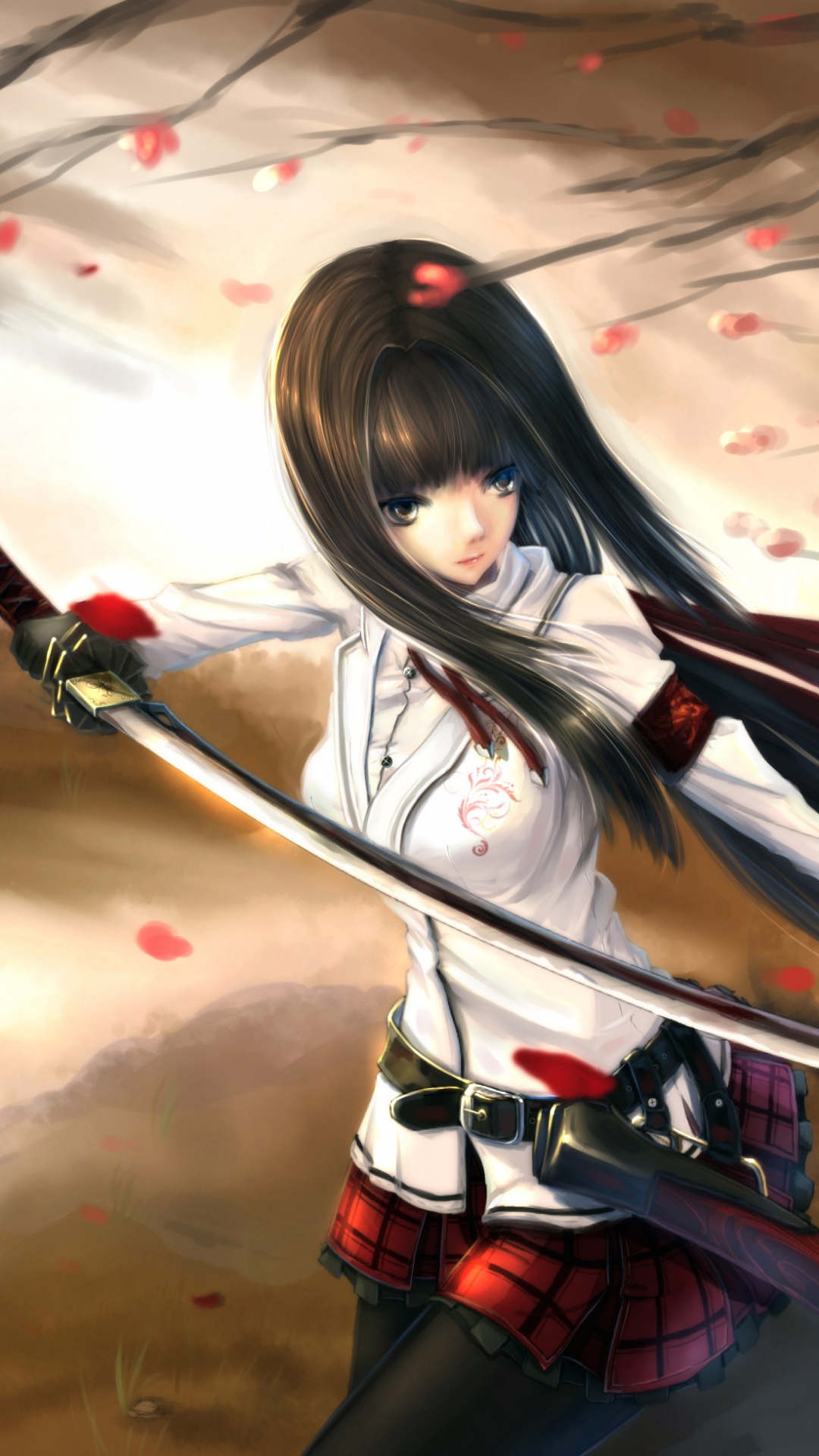 Обои аниме, иллюстрация, Манга, длинные волосы, химэ вырезать в разрешении 1080x1920