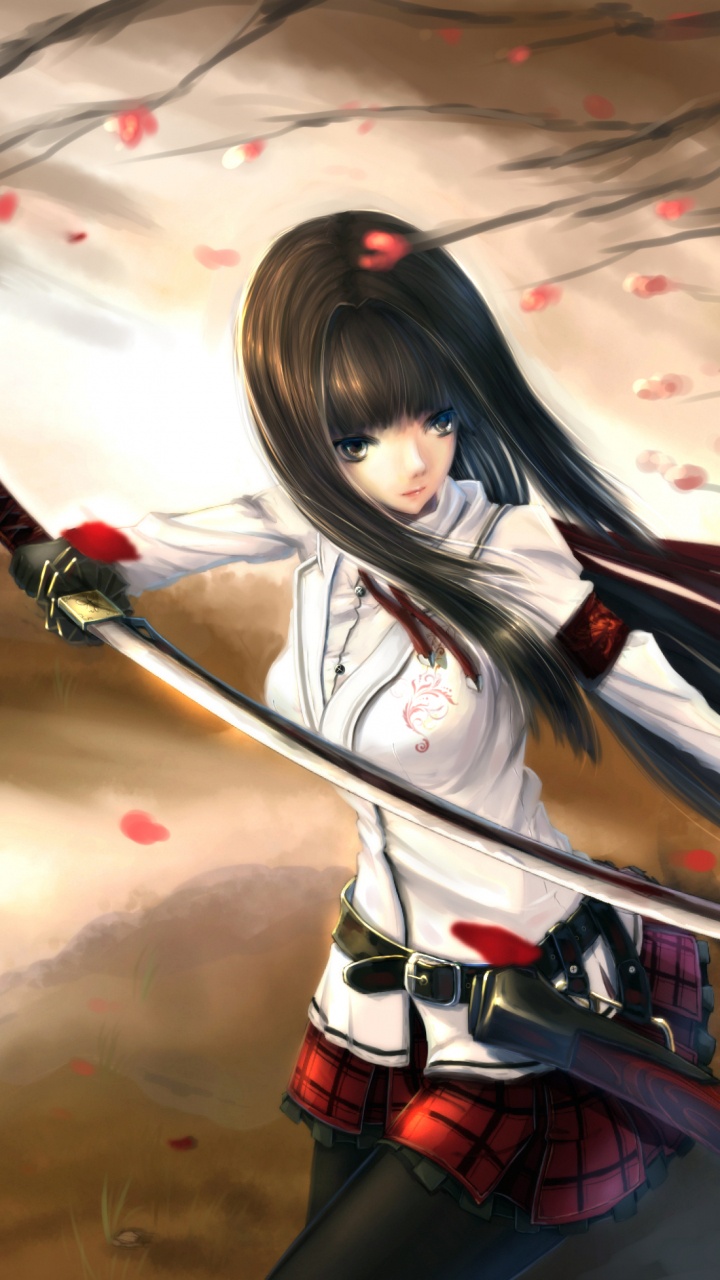 Обои аниме, иллюстрация, Манга, длинные волосы, химэ вырезать в разрешении 720x1280