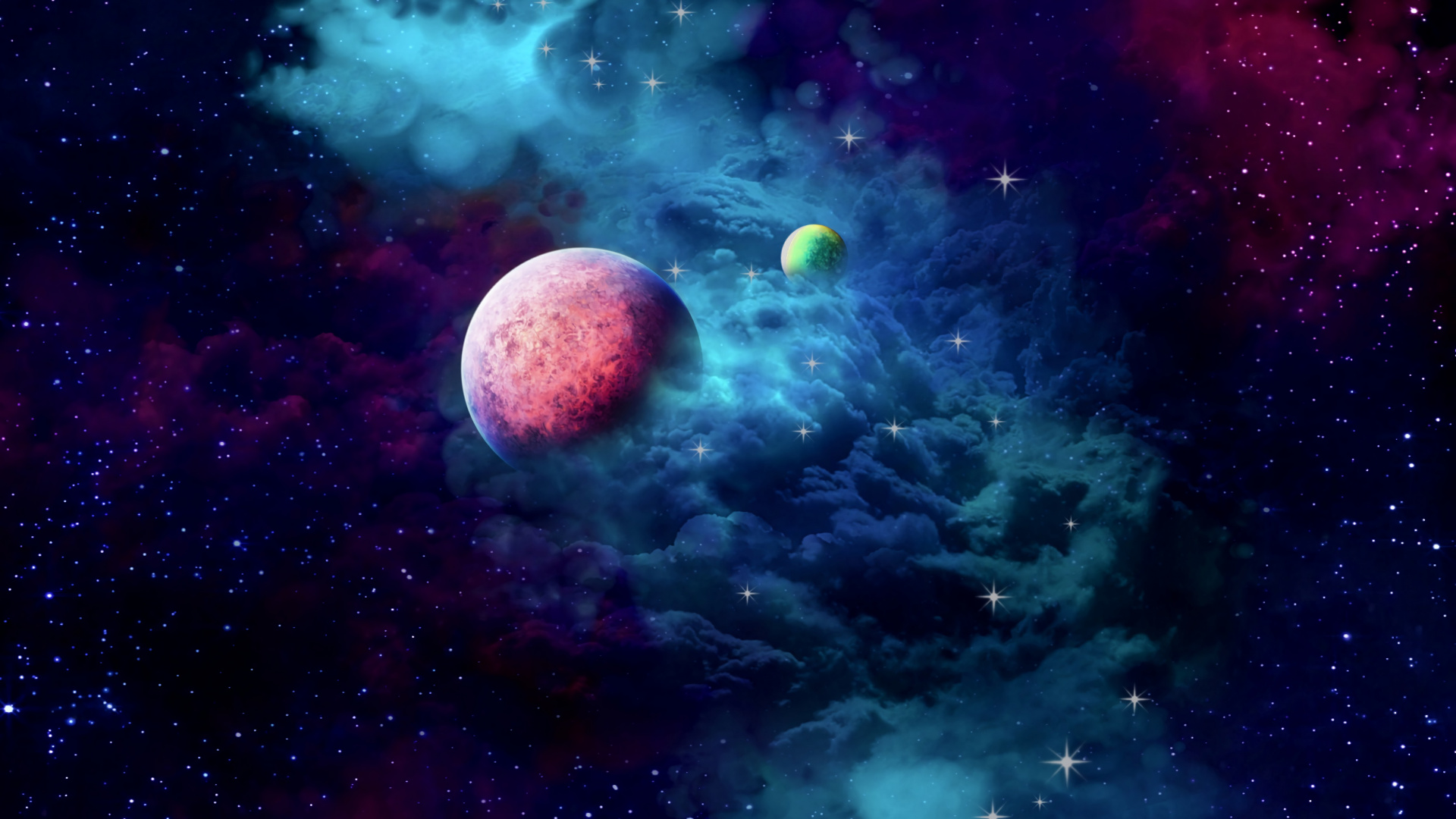 Обои Галактика, планета, туманность, земля, космическое пространство в разрешении 1920x1080