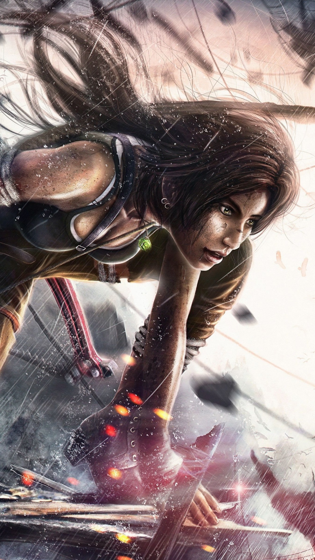 Обои лары крофт, рейдовик, иллюстрация, арт, графический дизайн в разрешении 1080x1920