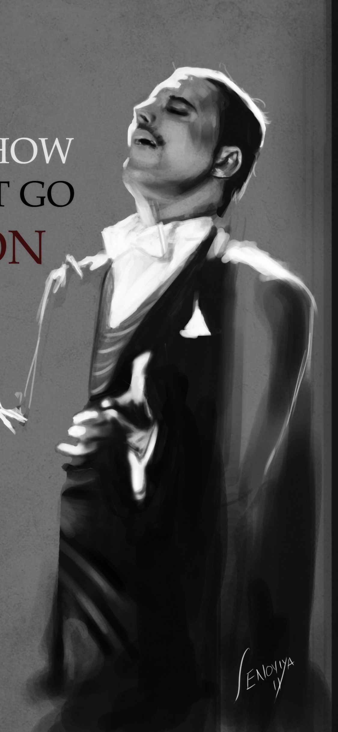 Обои Королева, производительность, рука, музыка, монохромный режим в разрешении 1125x2436