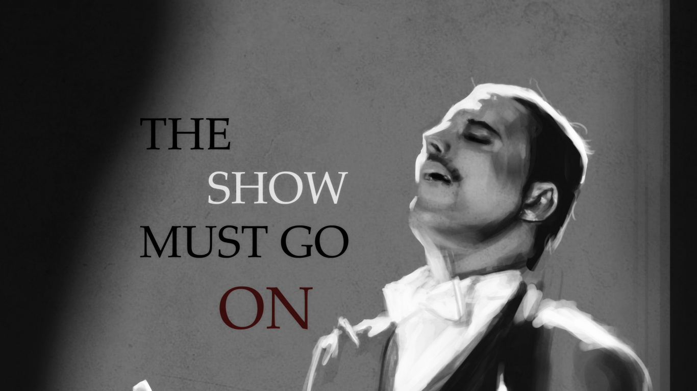 Обои Королева, производительность, рука, музыка, монохромный режим в разрешении 1366x768