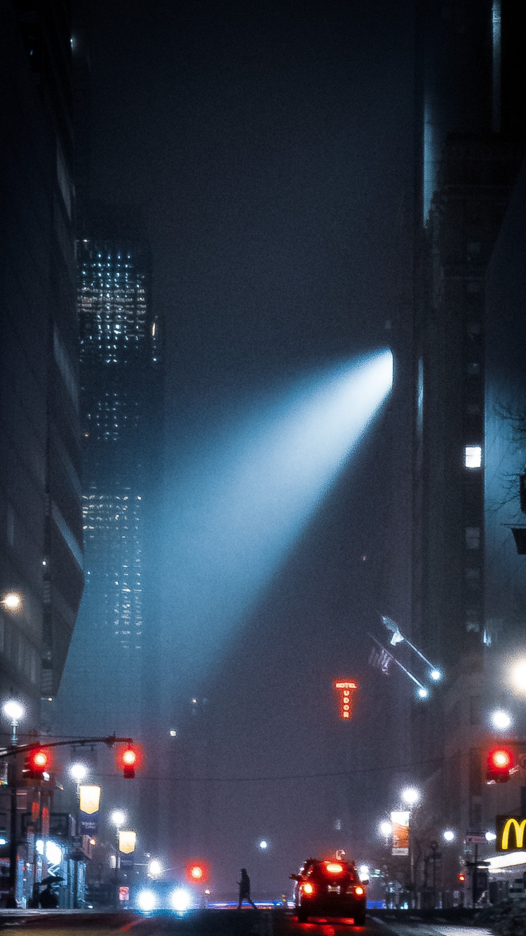 Обои дизайн, атмосфера, здание, небоскреб, автомобильное освещение в разрешении 750x1334