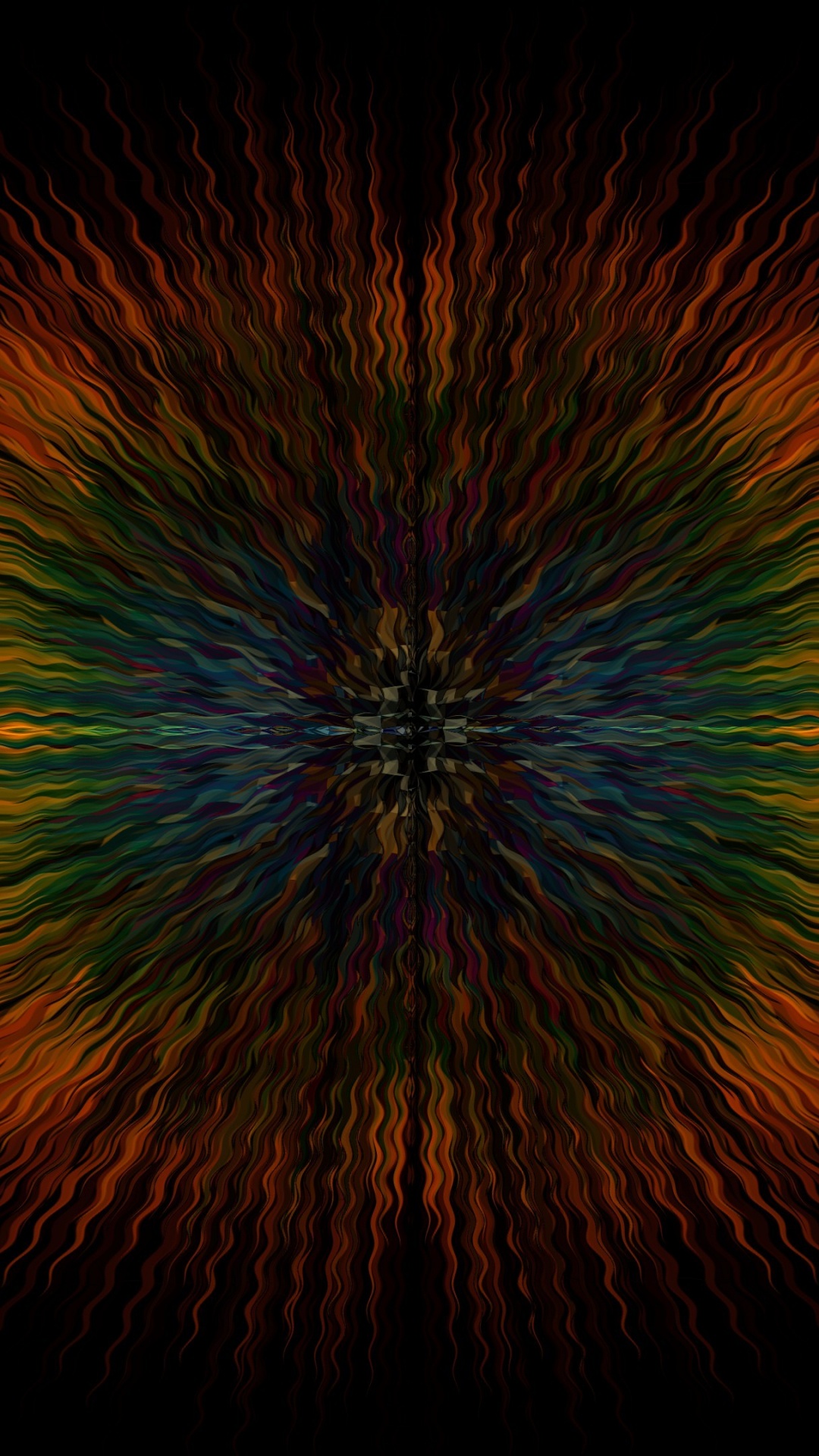 Обои симметрия, черный, природа, темнота, зеленый в разрешении 1080x1920