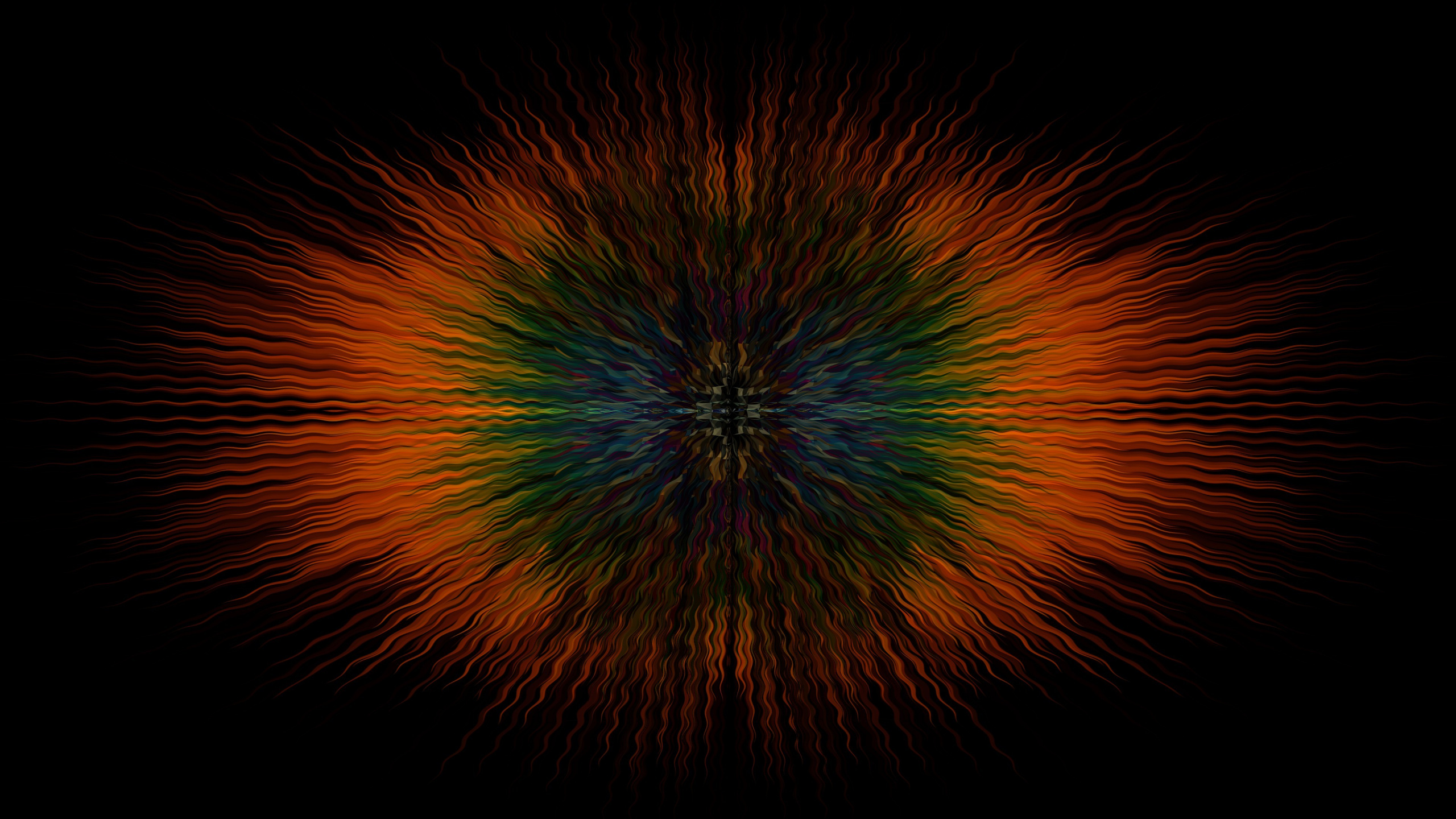 Обои симметрия, черный, природа, темнота, зеленый в разрешении 2560x1440