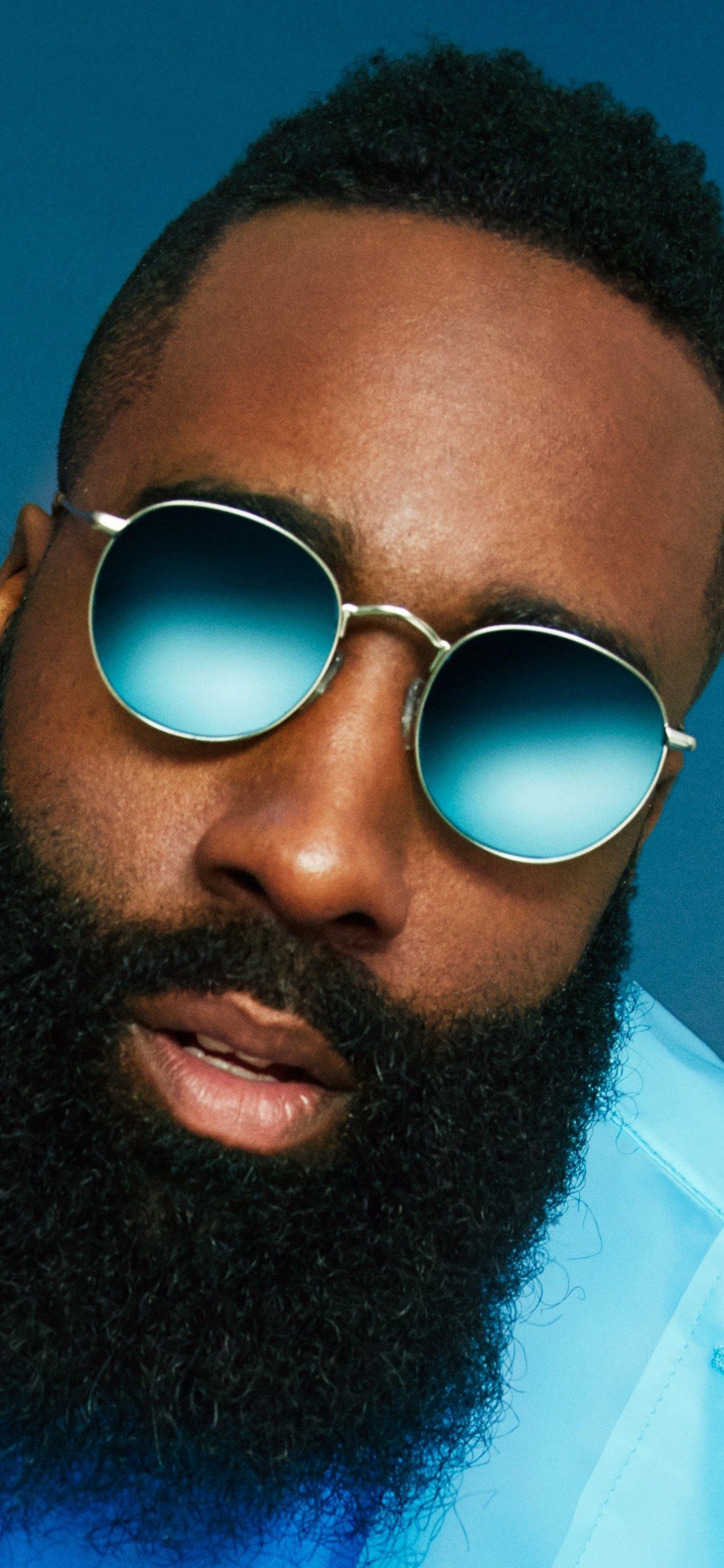 Обои Джеймс Харден, Хьюстон рокетс, NBA, очки, волосы на лице в разрешении 1125x2436