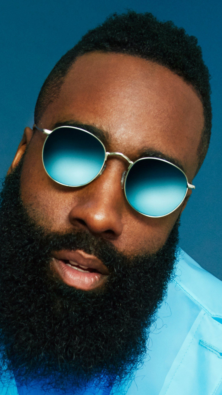 Обои Джеймс Харден, Хьюстон рокетс, NBA, очки, волосы на лице в разрешении 750x1334