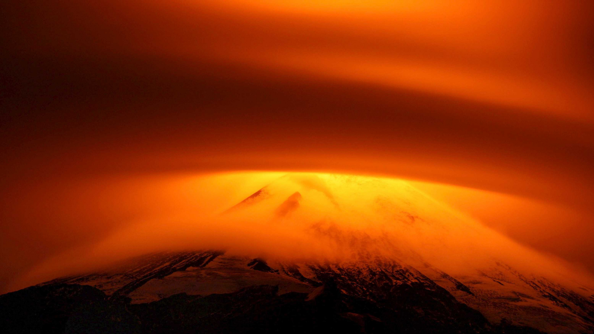 Обои вулкан, Вильяррика, Кальбуко, лава, горизонт в разрешении 1920x1080