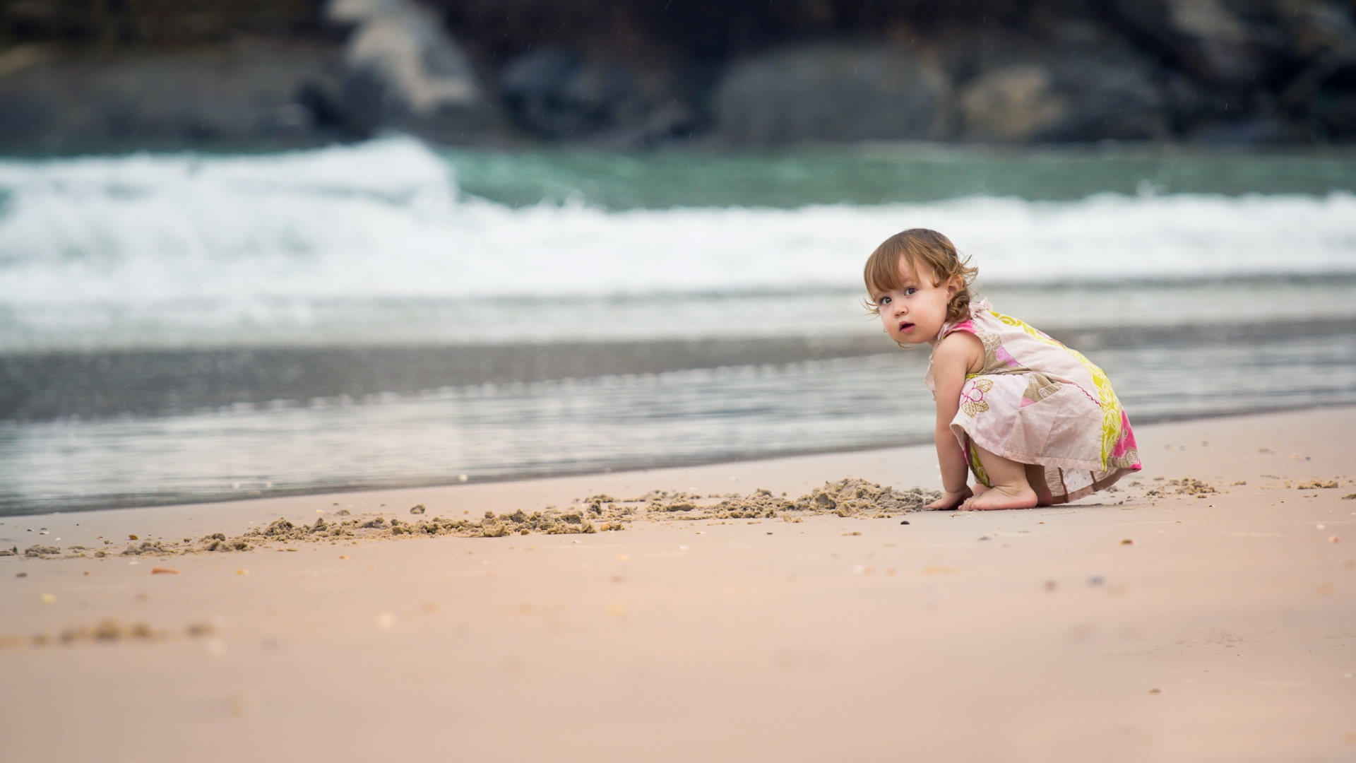 Обои пляж, песок, отпуск, море, океан в разрешении 1920x1080