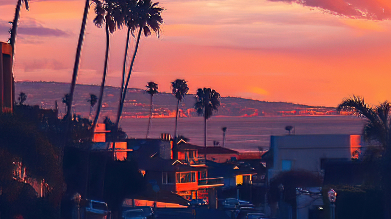 Обои облако, атмосфера, дневное время, уличный фонарь, Апельсин в разрешении 1280x720