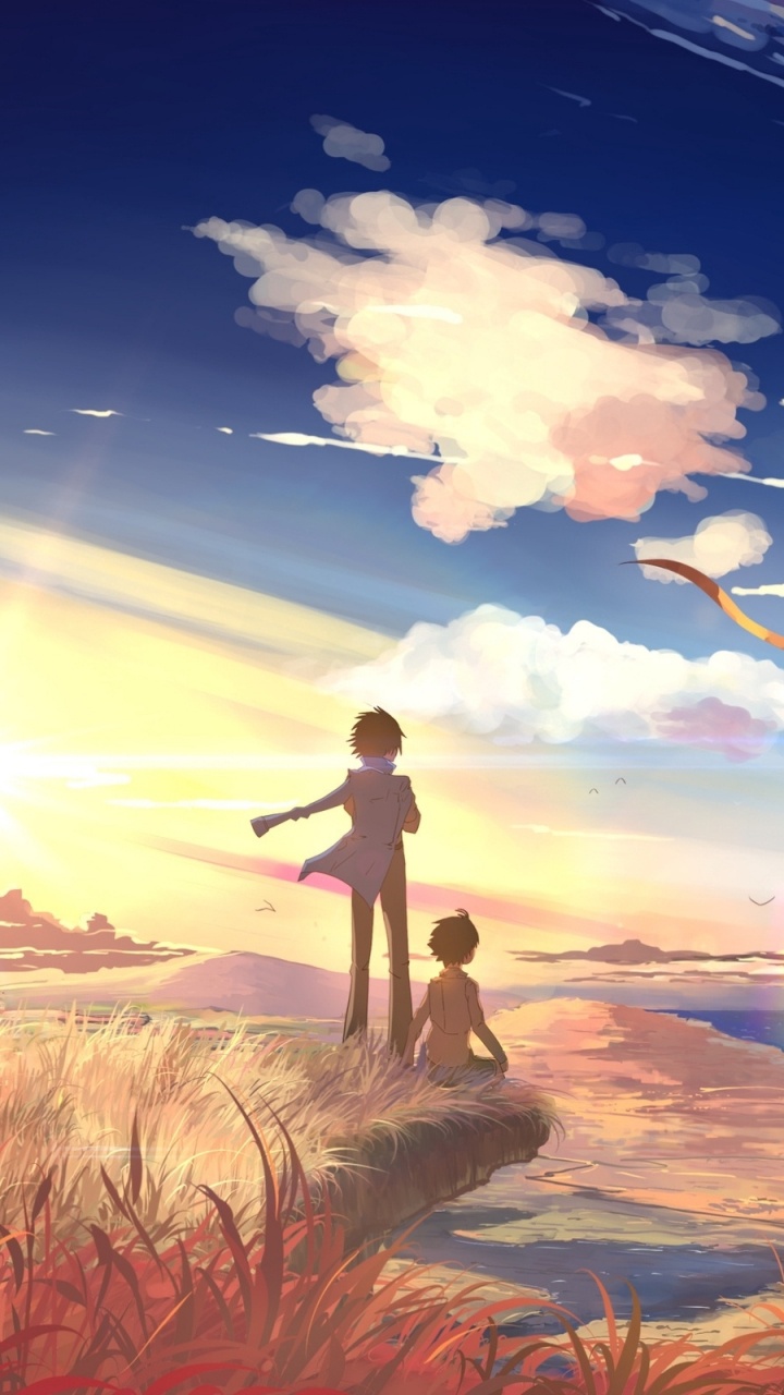 Обои аниме, облако, Счастлив, атмосфера, иллюстрация в разрешении 720x1280