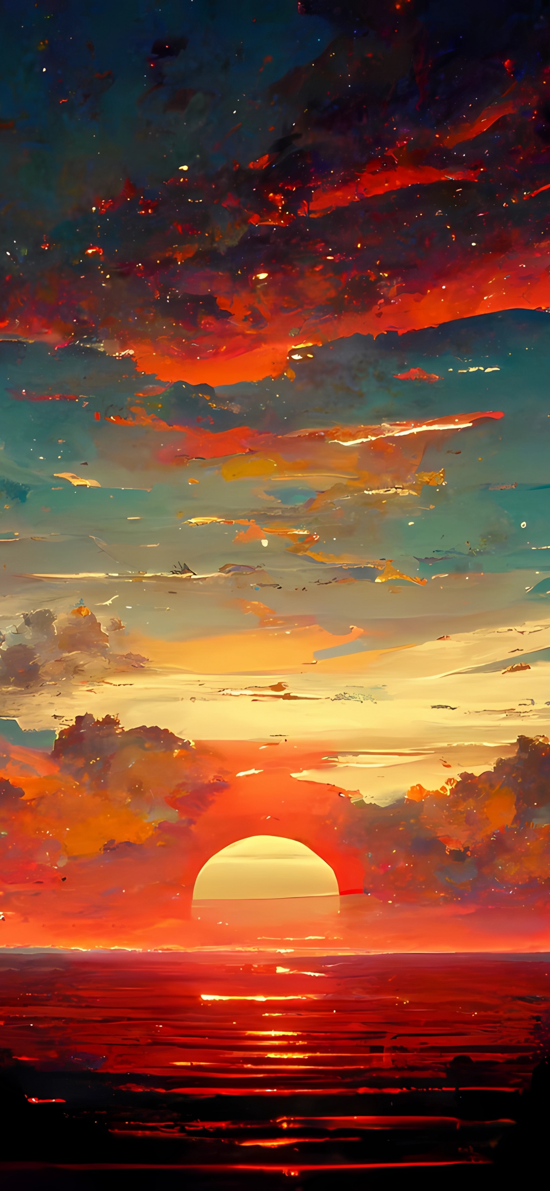 Обои вода, облако, атмосфера, послесвечение, природа в разрешении 1125x2436